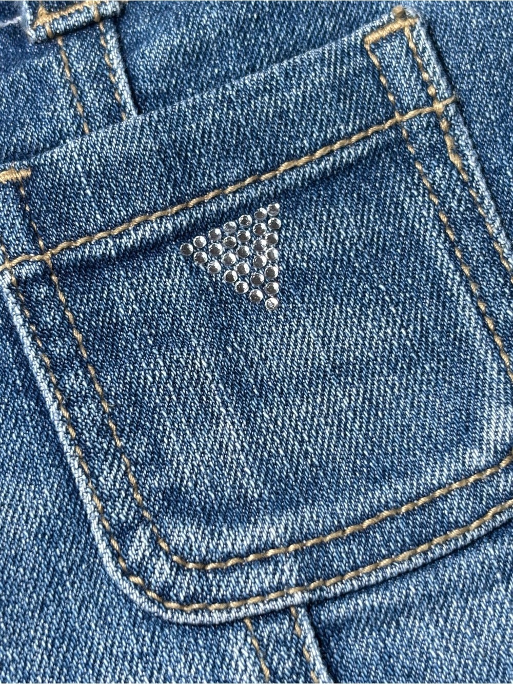 GUESS Jeans Girl Button Front Denim Skirt Rhinestones Size 4 Preppy Summer - Picture 5 of 9